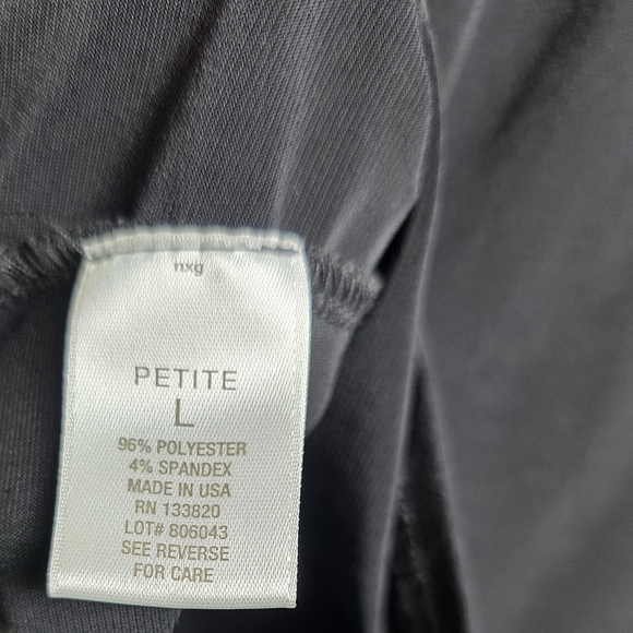 Roz & Ali Black Draped Front Top Petite L Polyester Blend - Picture 6 of 7